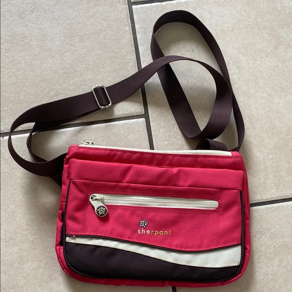 Sherpani Crossbody Bag Brown and Pink Durable Design